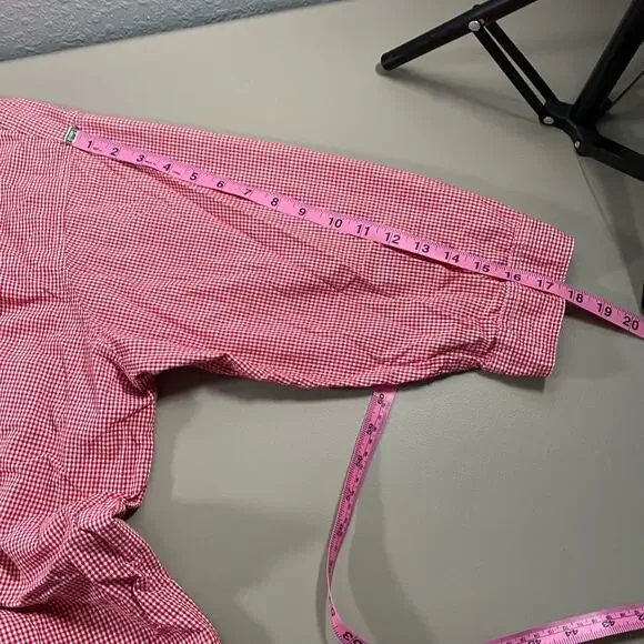 Tweety Bird 26/28 Womens Button Up Red White Plaid Looney Tunes Floral Collared - Picture 7 of 10